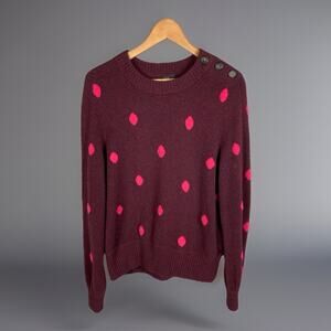 J Crew Wool Angora & Nylon Blends Sweater Women’s L Polka Dots Preppy Aesthetic